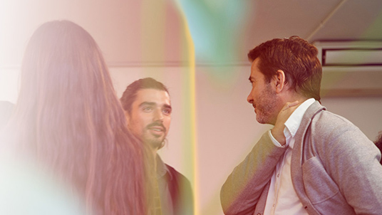 Work colleagues having a discussion