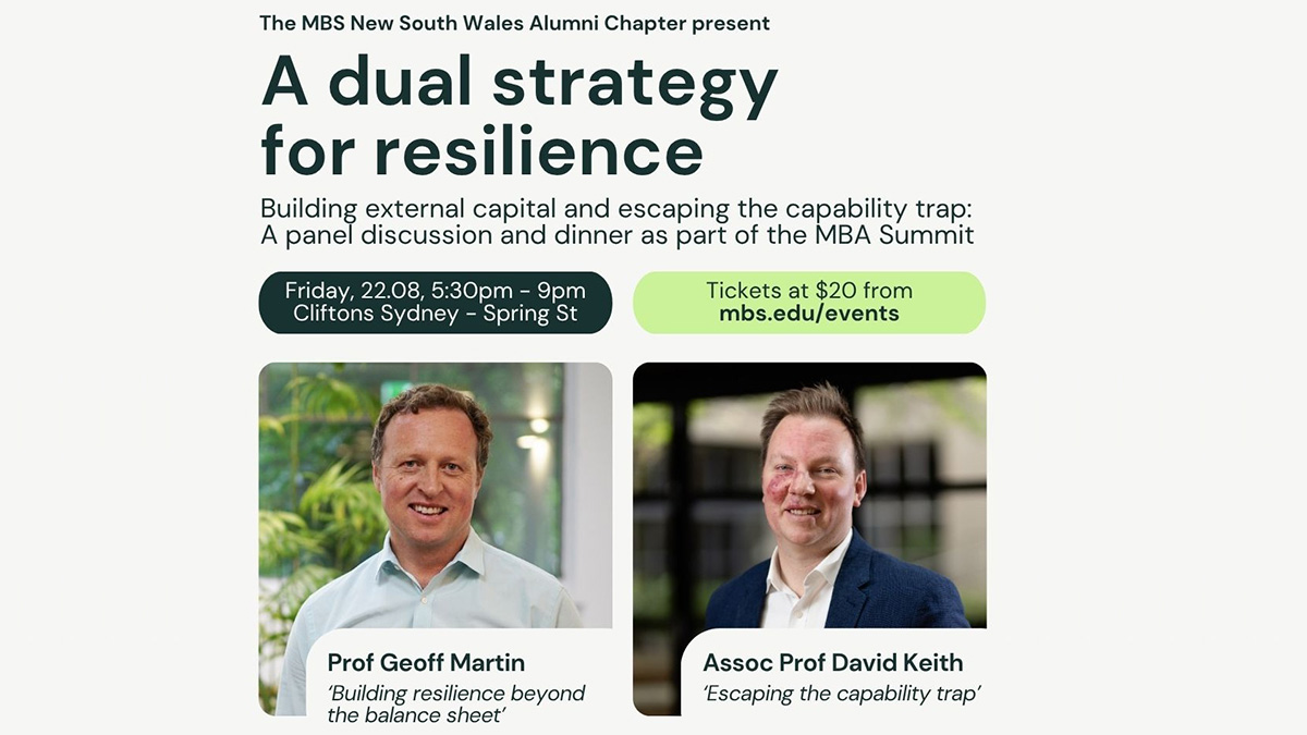 A dual strategy for resilience: A panel and dinner with NSW alumni (students and alumni only)