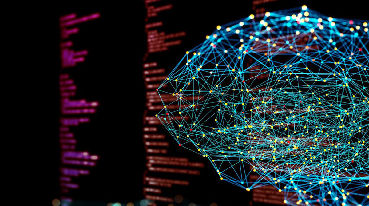 Artificial Intelligence with coding in background