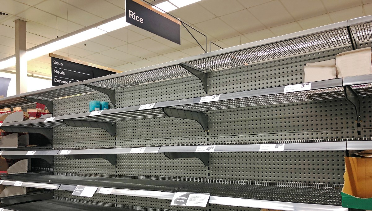 empty supermarket shelves in Australia