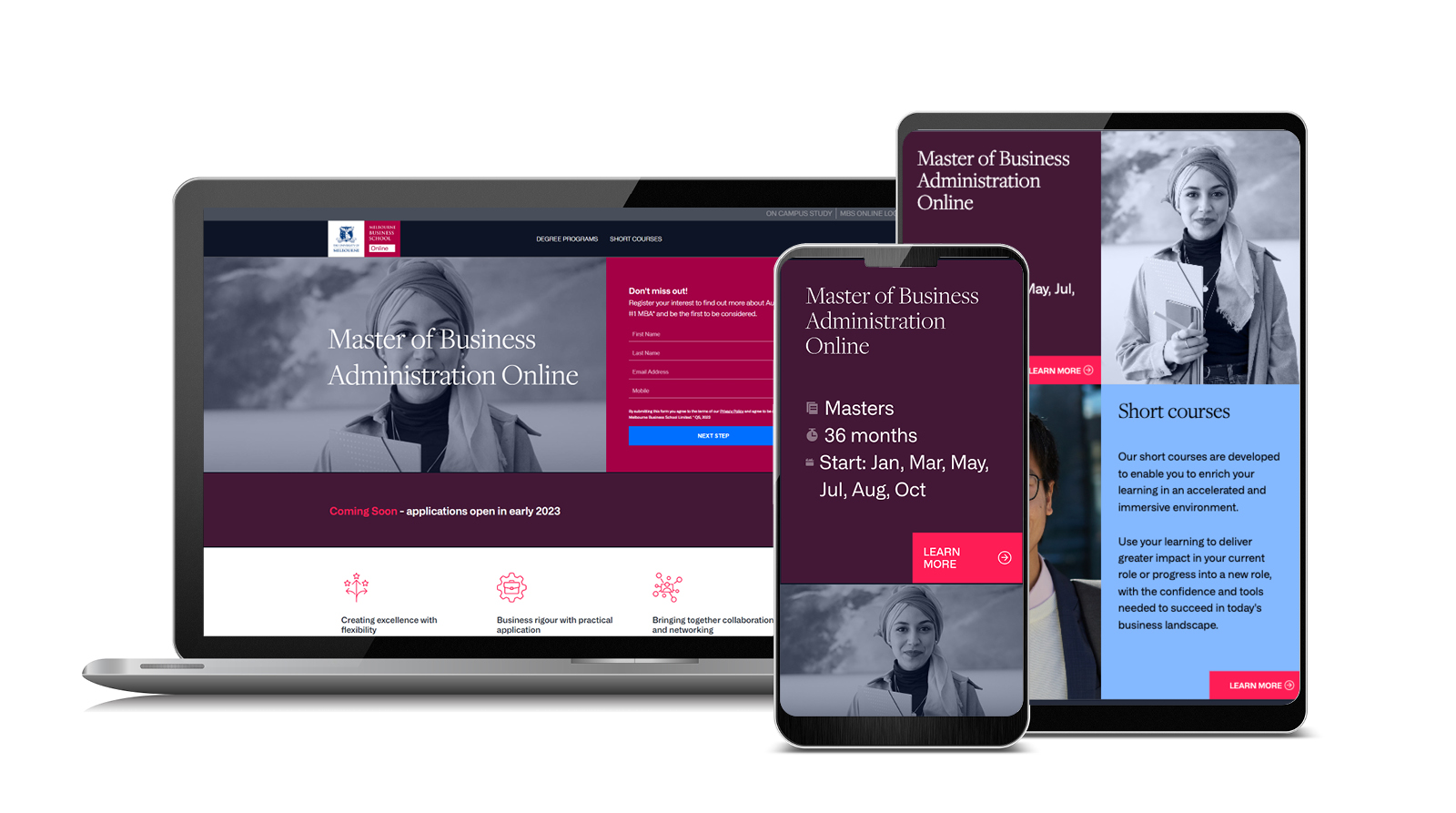 MBS online short courses tablet desktop mobile