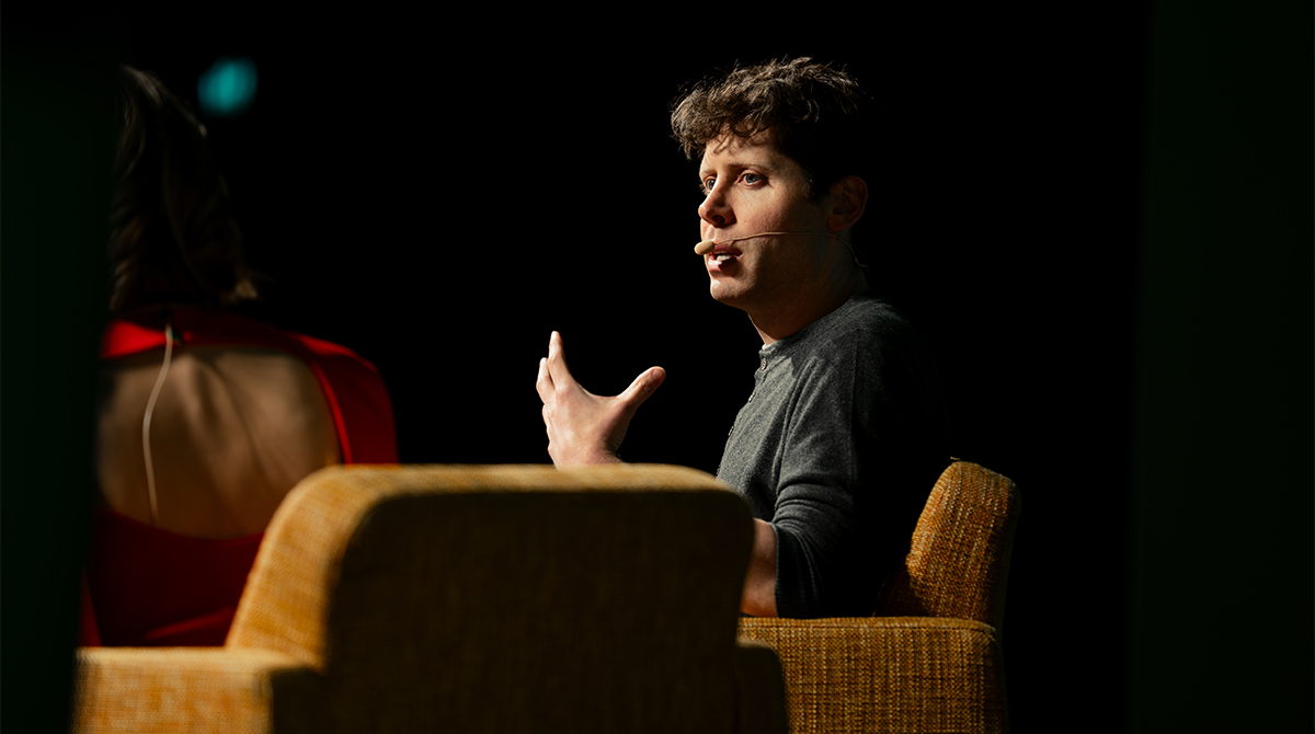 Chief Learning Innovation Officer Nora Koslowski with Sam Altman OpenAI CEO
