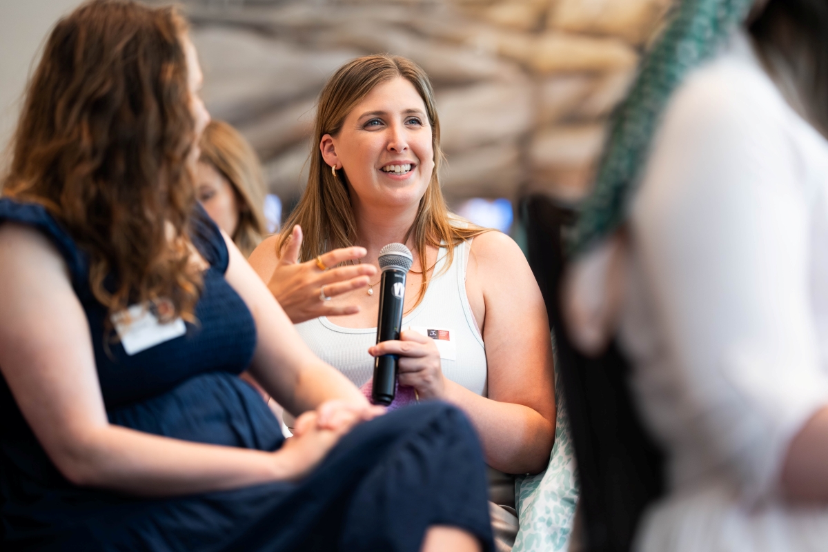 International Women's Day High Tea, 7 March 2026, The Westin Melbourne. Organised by Women’s Alumni Network President Claire Anglim (MBA 2023 and pictured, above) and committee members Caitlin Lynch (MBA 2021), Afsaneh Rashidi (MBA 2024) and Jennifer Mancuso (MBA 2023); to Women in Management Student Club President Fiona Sherwin and her team Mona Jhoty, Penny Bell, Jessica Maung and Jennifer Do. Panellists: Wendy Stops (Board Member, Coles and MBS), Elizabeth Wilson (CIO, Victorian Department of Education), Natasha Santha (Executive General Manager - Transformation, RACV), Associate Professor Jody Evans