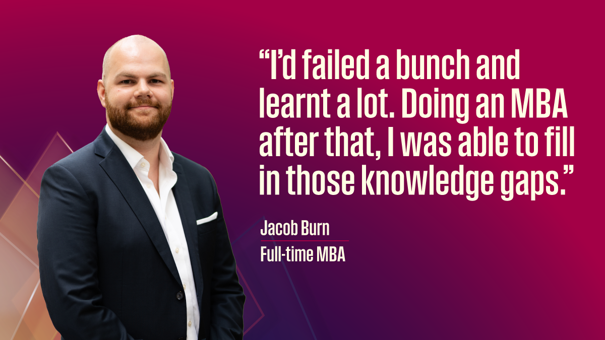 Jacob Burn speaking about the Full Time MBA at Melbourne Business School 