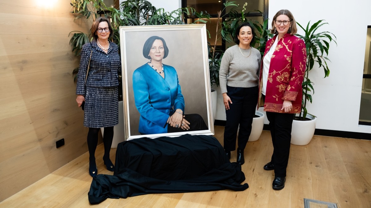 Catherine Walter portrait unveiling with Dean Jenny George and artist Brittany Jones, 2026 08 12